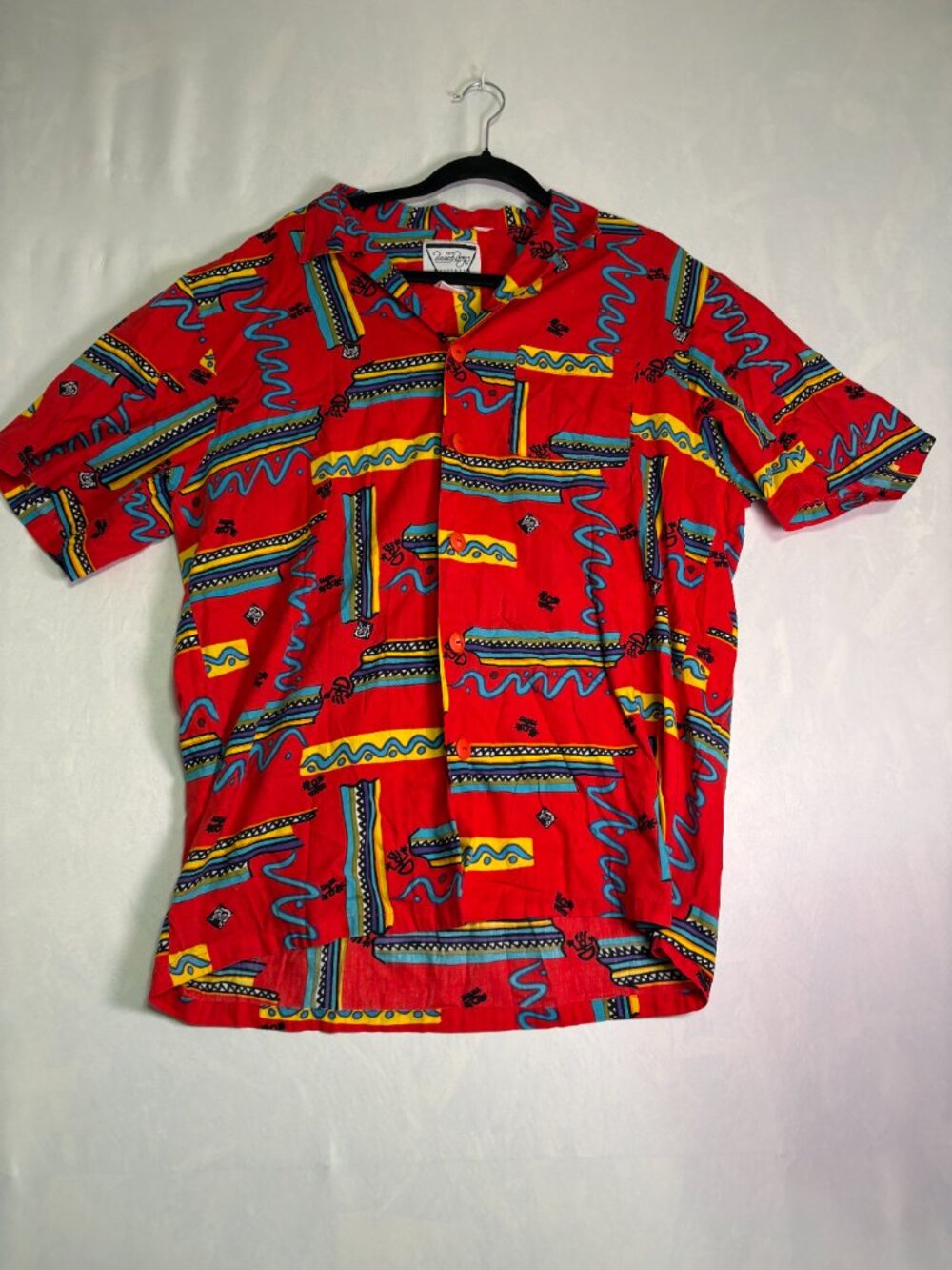 The Beach Boys Designs Red Retro Hawaiian Shirt Abstract Print Button Up XL